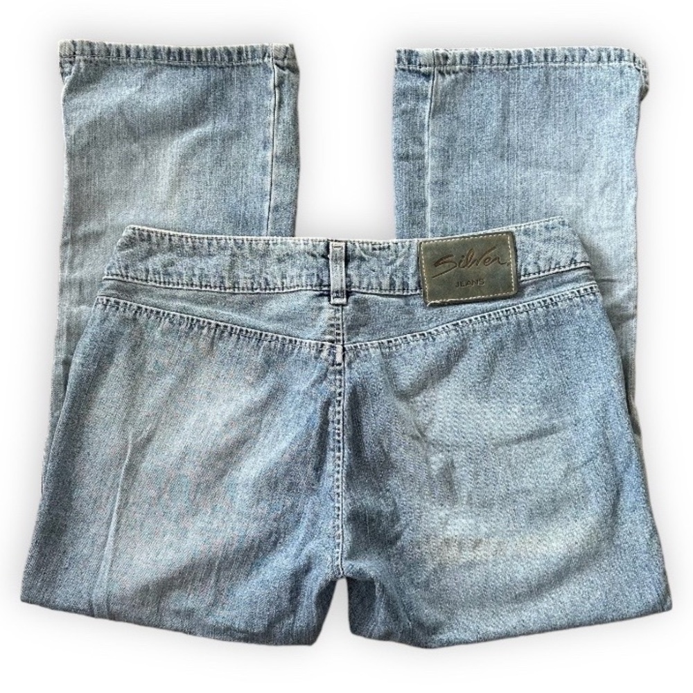 90s Y2K SILVER Vintage Denim Capris - Picture 5 of 13
